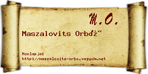 Maszalovits Orbó névjegykártya